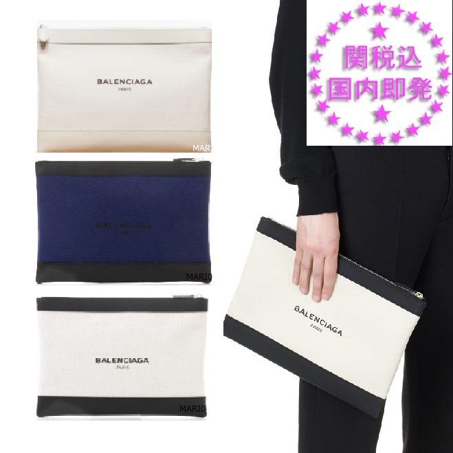 すぐ届く！【BALENCIAGA】バレンシアガ クラッチバッグ コピー ネイビークリップ ☆Mサイズ 7062802